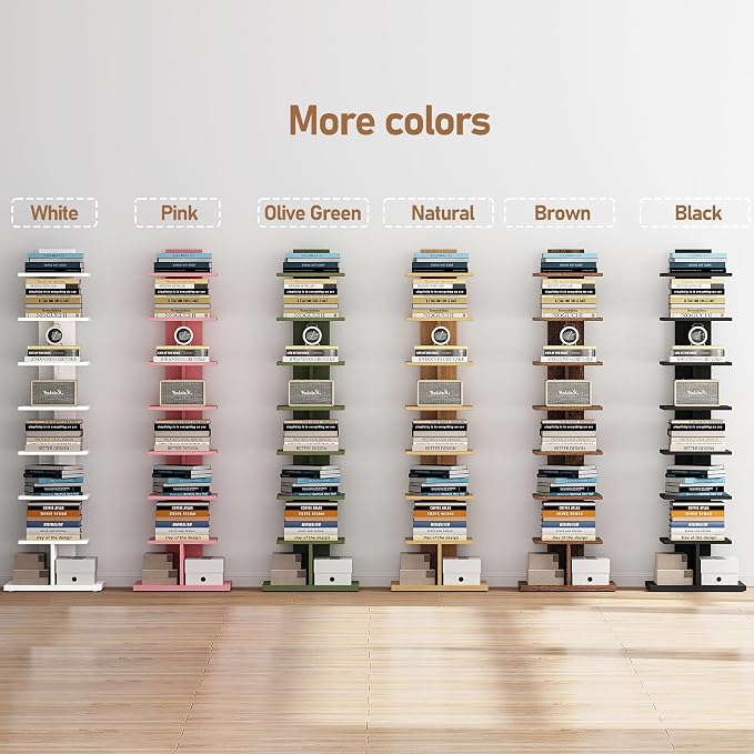 TUTOTAK Narrow Bookshelf, 8-Tier Bookcase, Spine Book Shelf - Image 5