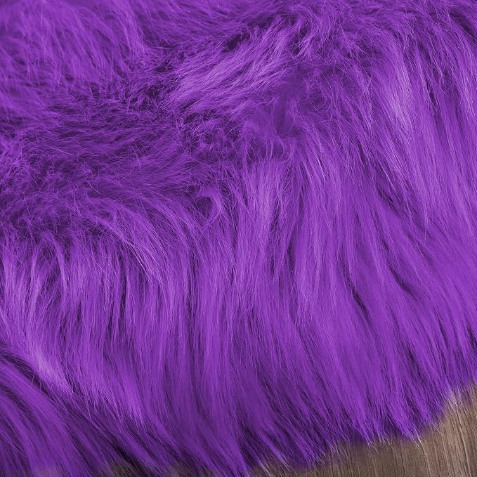 Latepis Fluffy Rug for Bedroom 2x4 Purple Shag Rugs Washable Faux Fur Sheepskin - Image 8