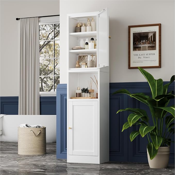 YAUWOH 2-Door Metal Storage Cabinet, Tall Slim Pantry Organizer - Image 7