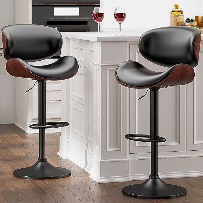 YaFiti Bar Stools Modern PU Leather Adjustable Swivel Barstools, Kitchen by YaFiti