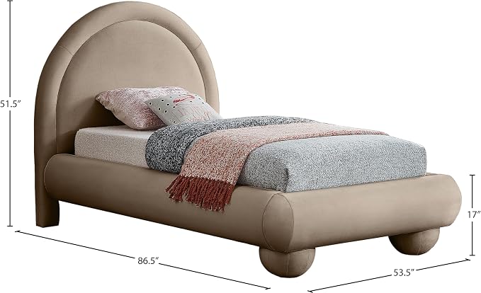 Meridian Furniture MadridTaupe-T Madrid Collection Art Deco Twin Bed - Image 3