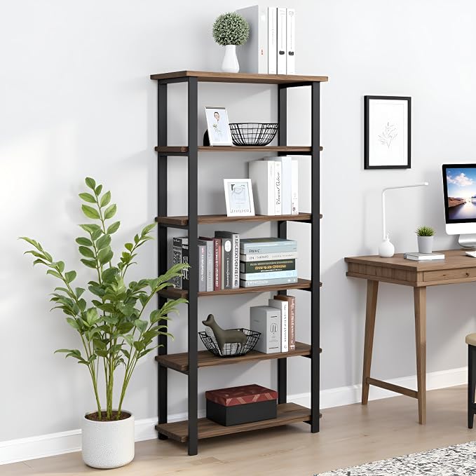 Alaterre Furniture Pomona Living Room 6-Tier Solid Wood Bookcase - Image 5