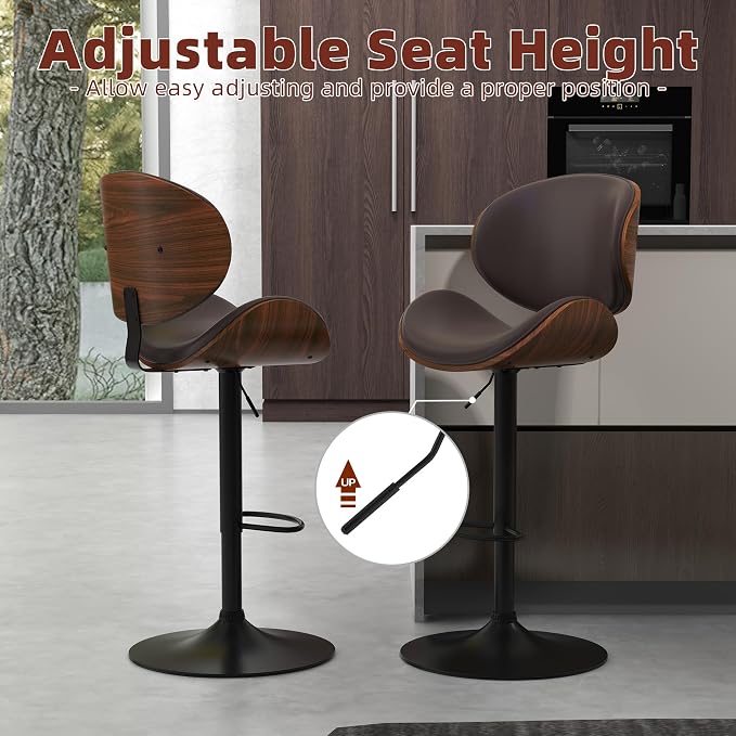 civama Bar Stools Set of 3 for Kitchen Counter, Adjustable Bar Height Chairs - Image 3