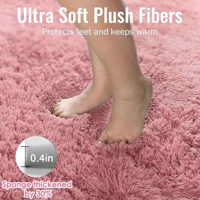 PAGISOFE Blush Pink Fluffy Shag Area Rugs - Image 6