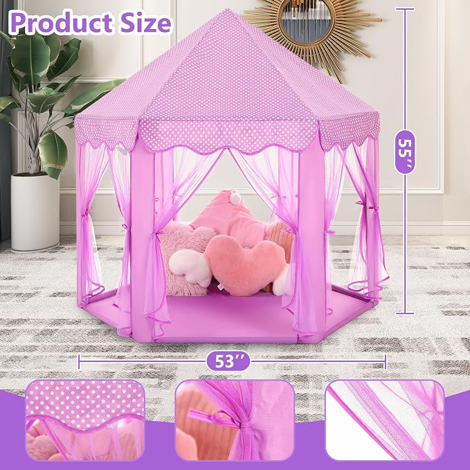 Monobeach Princess Tent Girls Large Playhouse Kids Castle Play Tent - Image 5