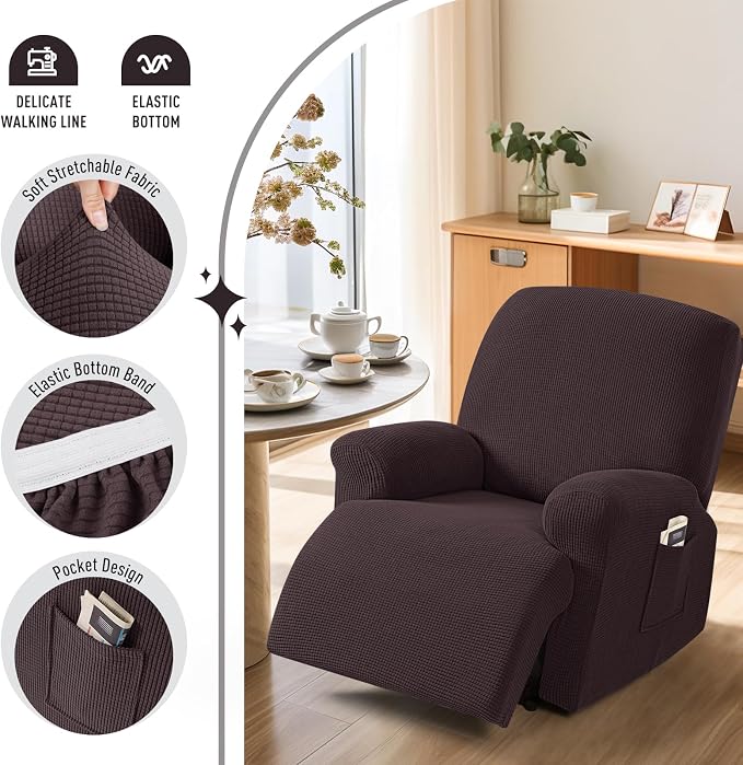 TAOCOCO Oversized Recliner Chair Covers, 1 Seater Streach Recliner Covers Soft - Image 3