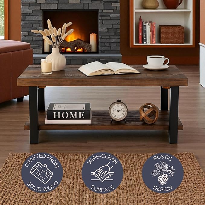 Pomona 42-Inch Rectangular Solid Wood Coffee Table - Image 3