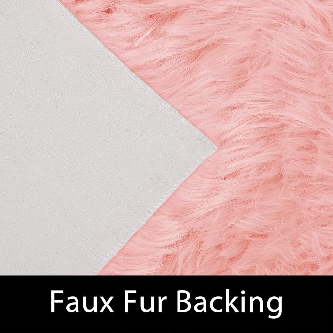 Latepis Pink Rugs for Living Room Shag 6x8 Faux Fur Sheepskin Rug for Sofa - Image 3