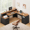 YOMILUVE 63" Farmhouse L Shaped Executive Desk by YomiluveDesign