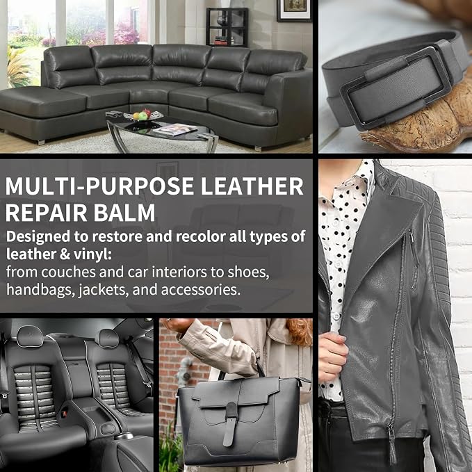Leather Recoloring Balm and Scratch Repair Kit, Dark Gray Leather Restorer - Image 5