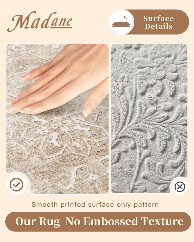 Madane 3x5 Area Rugs for Entryway, Washable Vintage Low Pile Non-Slip Throw - Image 4