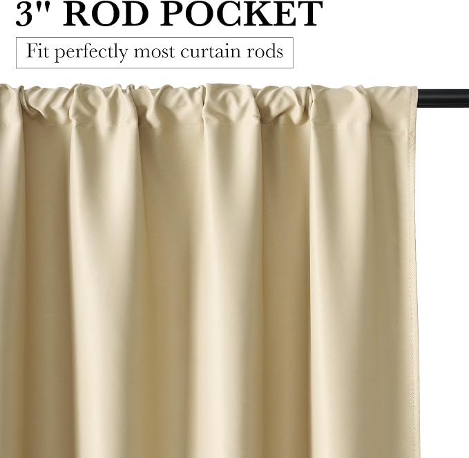 RYB HOME Bedroom Blackout Curtains 54 inches Long, 100% Blackout Thermal - Image 2
