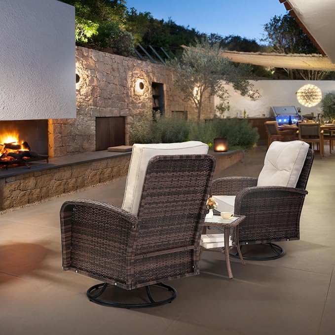 wildformers Luxury Outdoor Swivel Wicker Glider Patio Chairs - Image 8