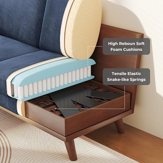 Vesgantti 68" Loveseat Sofa Dark Blue, Comfy Corduroy Couch - Image 4