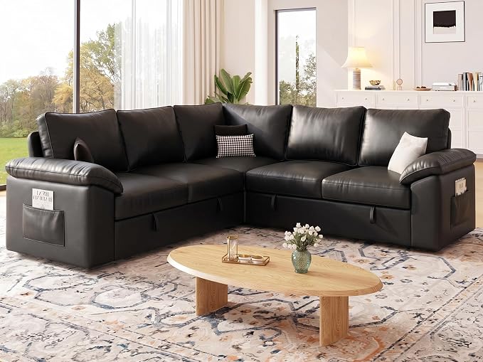 85 Inch Faux Leather Modular Sectional Sofa - Image 2
