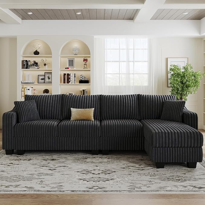 Belffin Sectional Couch with L-Shape Chaise L Shaped Couch with Ottoman - Image 3