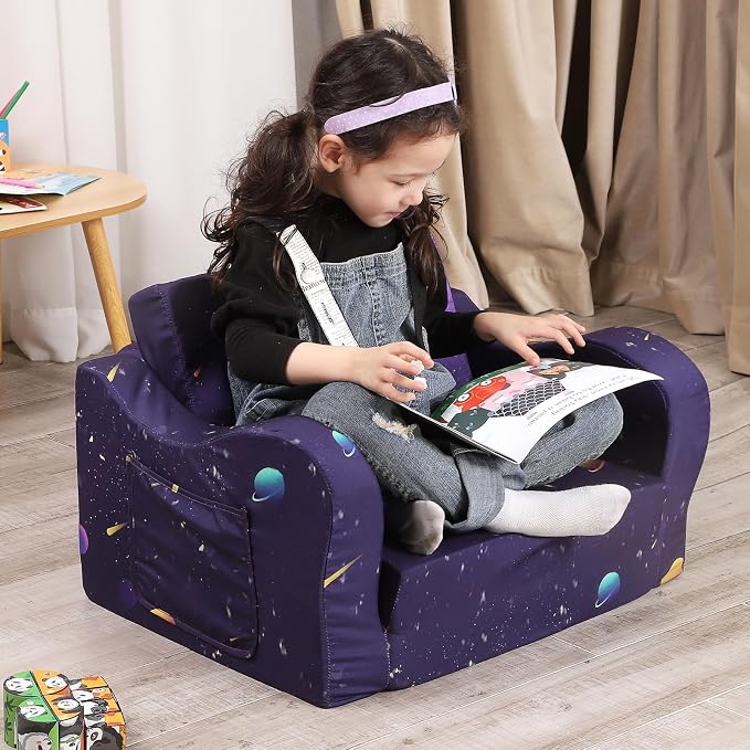 MOMCAYWEX Kids Sofa, 2-in-1 Flip-Out Foam Couch, Foldable Soft Play Lounge Chair - Image 4