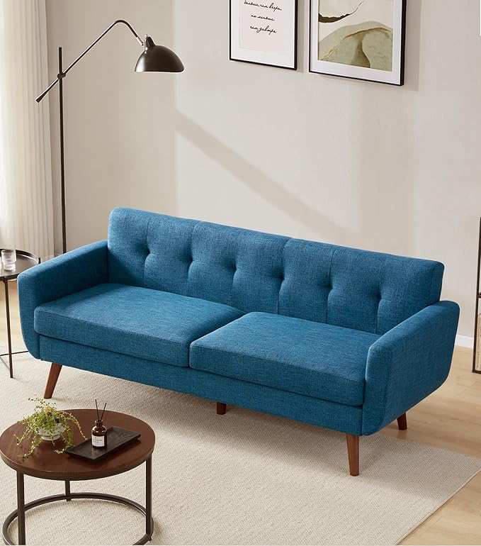 Tbfit 77.2" W Linen Sofa Couch, Mid Century Modern Decor Loveseat Couches - Image 5