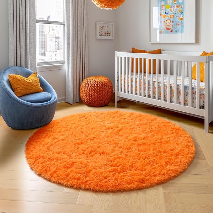 Amdrebio Orange Round Circle Rug 5Ft - Image 9