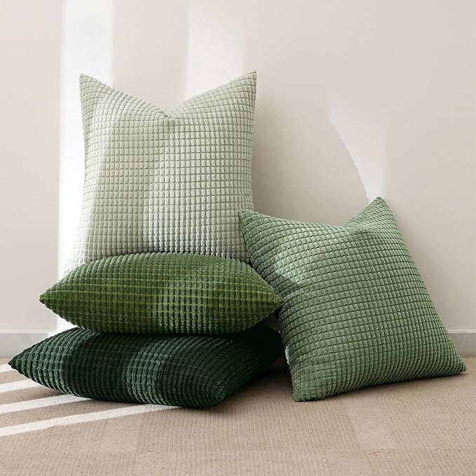 MIULEE Sage Green Pillow Covers 18x18 Inch Set of 4 Boho Farmhouse Home Decor - Image 5