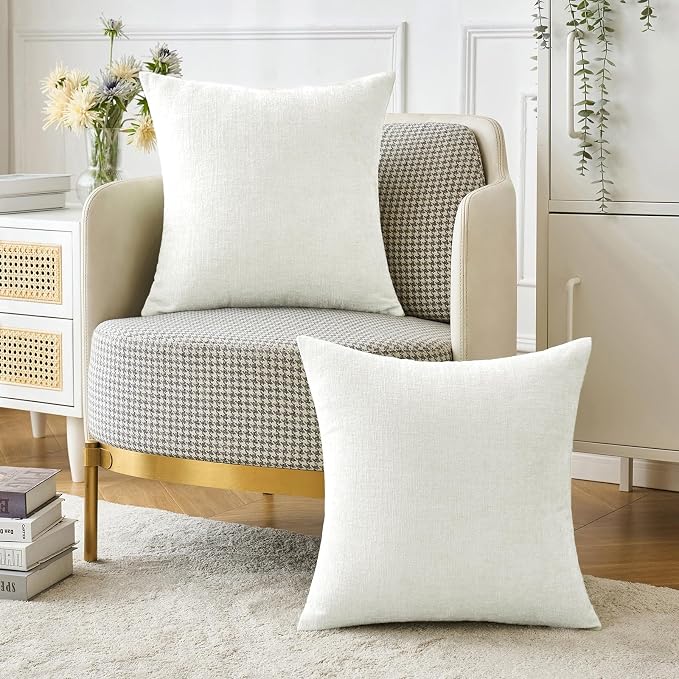 MIULEE Pack of 2 Couch Throw Pillow Covers 20x20 Inch Soft White Chenille - Image 5