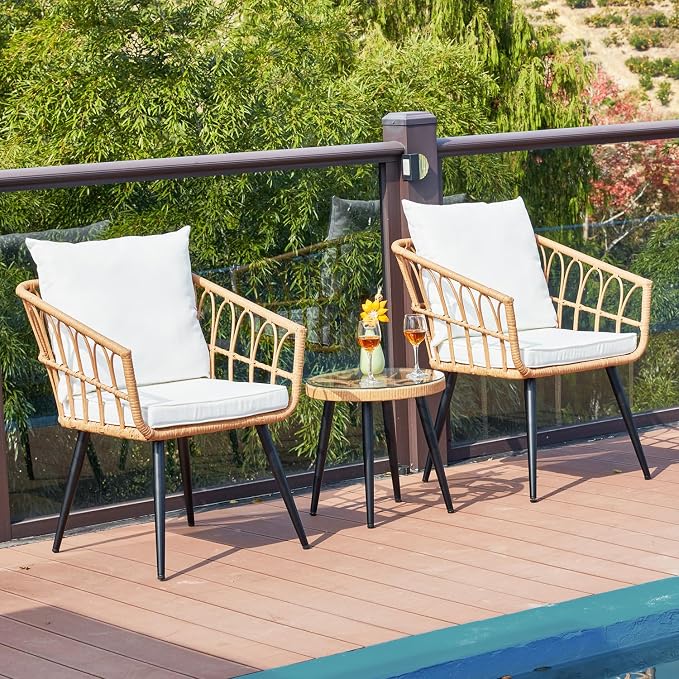 ECOTOUGE 6-Piece Wicker Patio Bistro Set, Outdoor Rattan Dining Set - Image 7