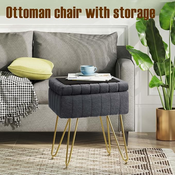 Greenstell Vanity Stool Chair Faux Fur - Image 5