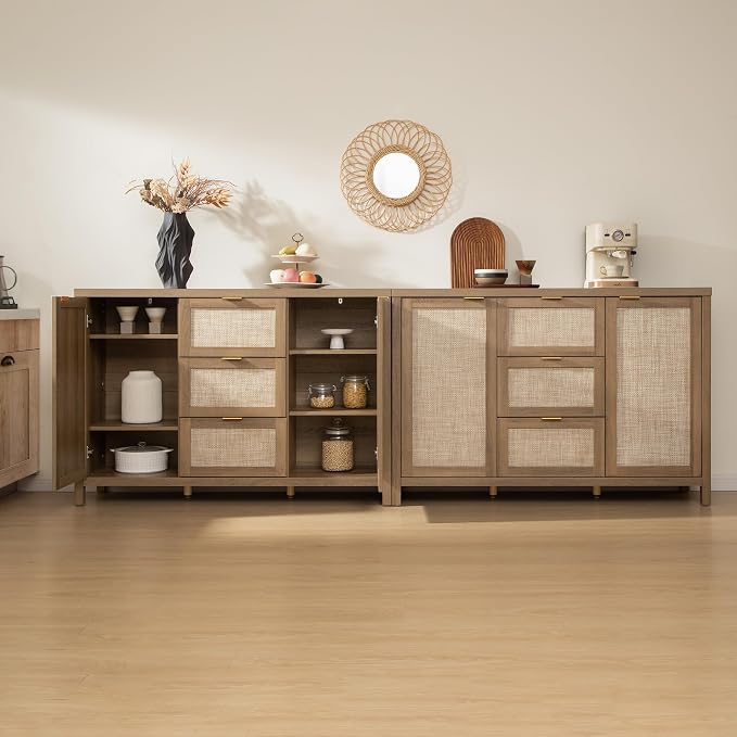 SICOTAS Rattan Large Sideboard Buffet Cabinet - Image 7