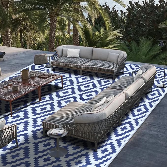 SAND MINE Reversible Mats, Plastic Straw Rug, Modern Area Rug, Large Floor Mat - Image 7