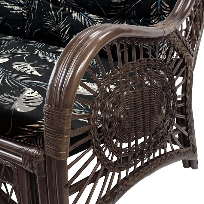 Malibu Lounge Set of 4: 2 Natural Rattan Wicker Chairs, Three-Seater Sofa and - Image 6