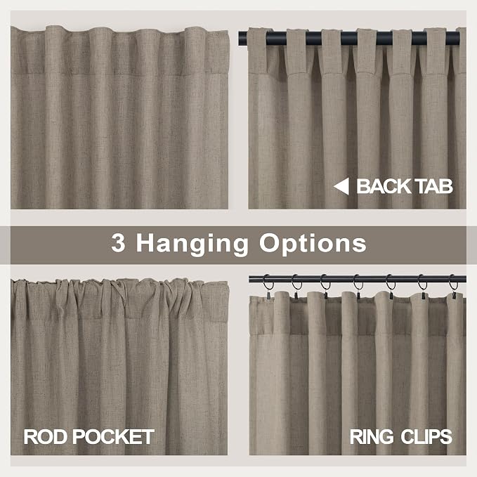 Pitalk Taupe Linen Curtains 72 Inch Length - Image 4