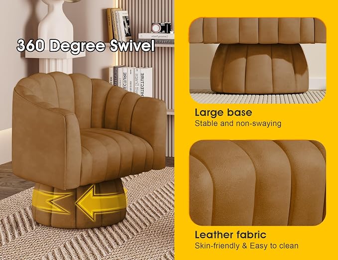 Dewhut Swivel Accent Chair, 360° Swivel Barrel Chair - Image 6