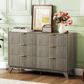 VINGLI Fluted Grey Dresser 6 Drawer Gray Dresser by VINGLI