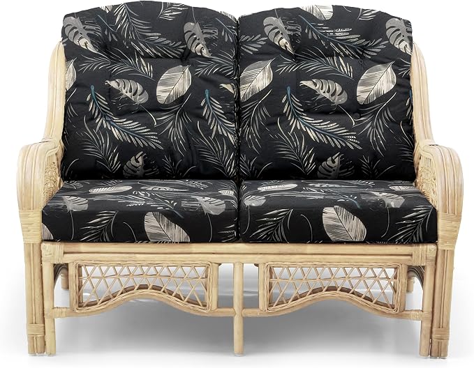 Malibu Lounge Loveseat Sofa Natural Rattan Wicker Handmade Design, Natural Color - Image 3