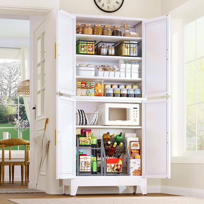GAIOUS 75.2" Tall Metal Pantry Cabinet, Kitchen Pantry Storage Cabinets by GAIOUS