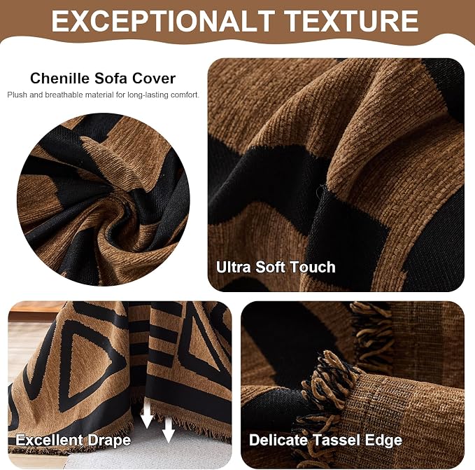 VClife Bohemian Couch Cover for Pet, Lightweight Checkered Couch Covers for 2 - Image 3