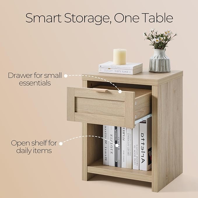 OAKHAM HOME Nightstand Set of 2 Farmhouse Bedside Tables - Image 5
