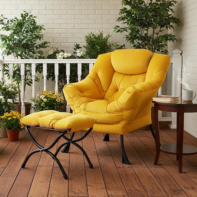 Tiita Lazy Chair with Ottoman, Comfy Leisure Sofa Reading Chair with Footrest - Image 3