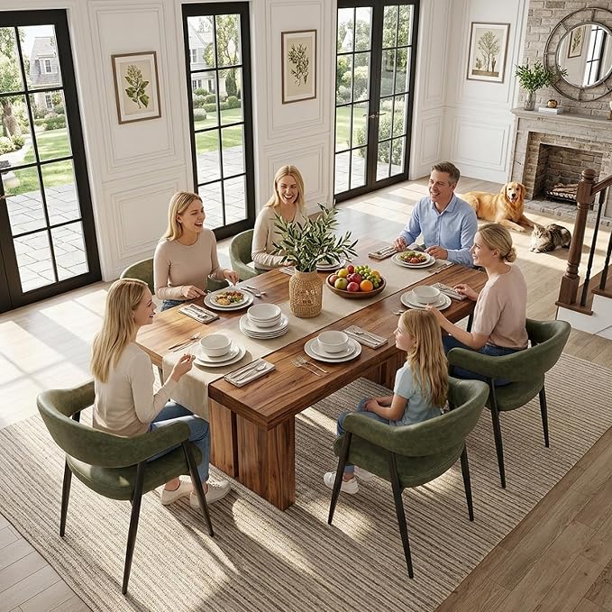 HNY Modern Dining Room Arm Chairs Set of 6, Open-Back Kitchen Side Chairs - Image 6