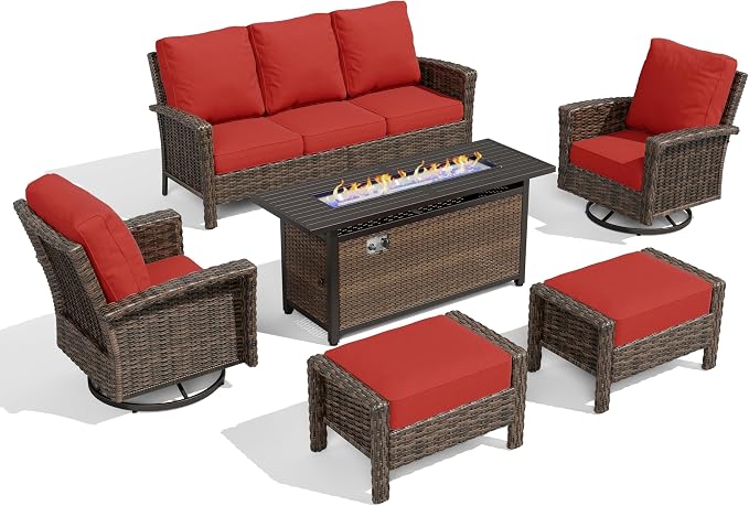 HERA'S HOUSE Red Patio Furniture Set, 6-Piece Outdoor Seating Conversation Sets - Image 9