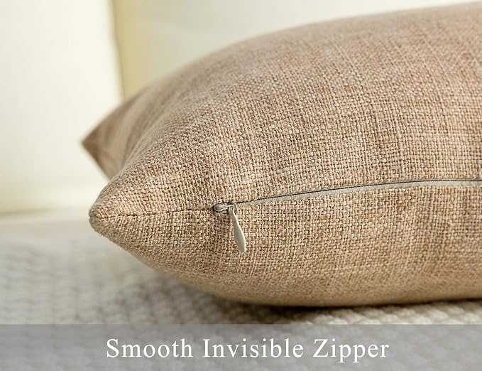 Stellhome Linen Throw Pillow Covers Square Solid Farmhouse Burlap Cushion Covers - Image 3