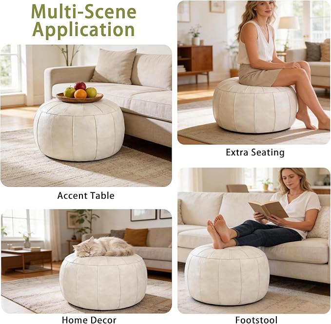 Thgonwid Unstuffed Moroccan Storage Pouf Foot Stool Ottoman Seat, No Filler - Image 8