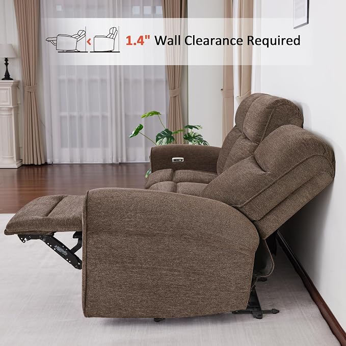 MCombo 87.8" Wall Hugger Power Reclining Sofa, 3-Seat Triple Recliner Couch - Image 4