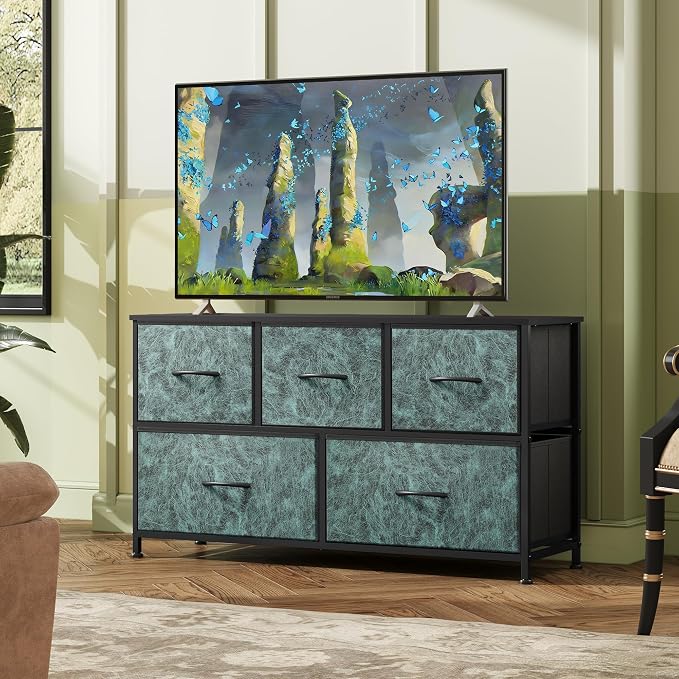WLIVE Dresser for Bedroom with 5 Drawers, Wide Chest of Drawers, Fabric Dresser - Image 2