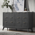 T4TREAM Fluted 6 Drawers Dresser, Curved Profile Design, Dresser TV Stand by T4TREAMFurniture