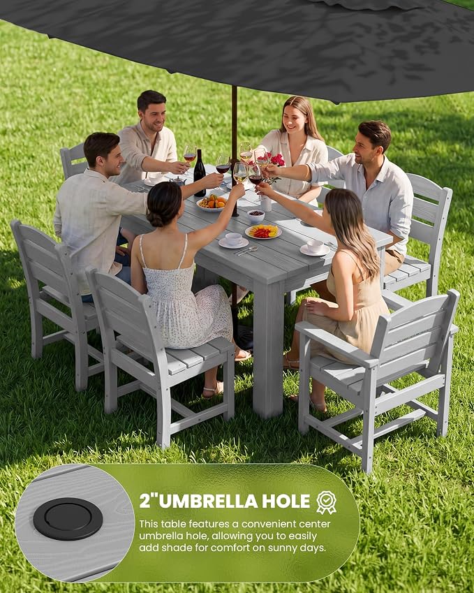 SERWALL Patio Dining Set with 15FT Double Side Umbrella, Outdoor Dining Sets - Image 3