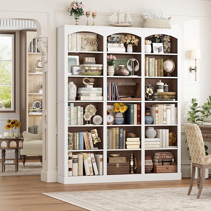 FACBOTALL 71" Triple Wide Bookshelf, 6 Tier Tall Bookshelf, Large Bookcase - Image 5
