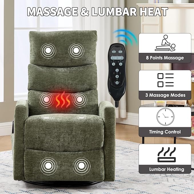 Trustyue Swivel Rocker Recliner Chair, 360° Swivel Recliner - Image 5