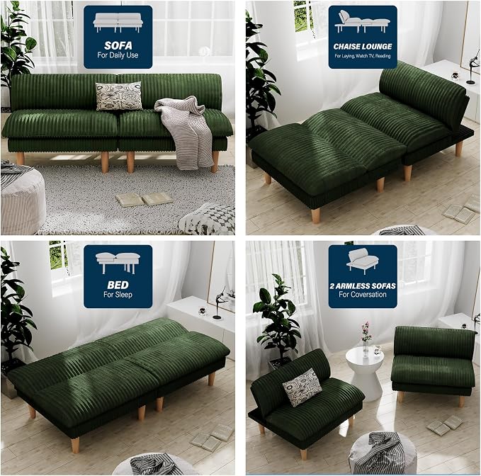 Ribilake 69" Futon Sofa Bed, 4 in 1 Multi-Function Couch Sleeper - Image 5
