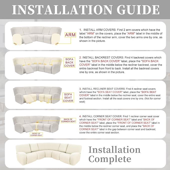 100% Waterproof Sectional Recliner Couch Covers - Image 7